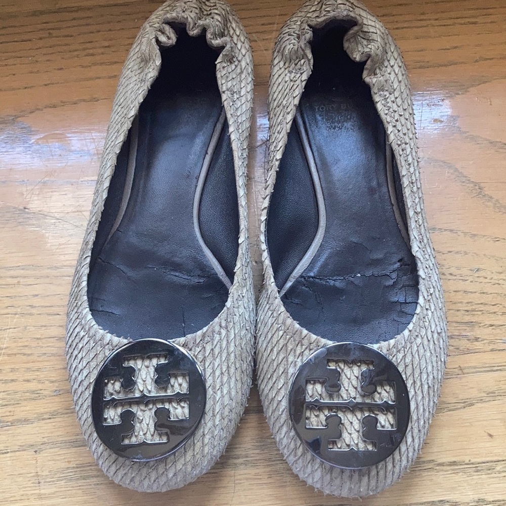 Tory Burch Reva Snakeskin Flats - image 1